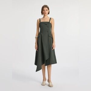 A.L.C. Scarlett Asymmetric Cotton-Blend Midi Dress